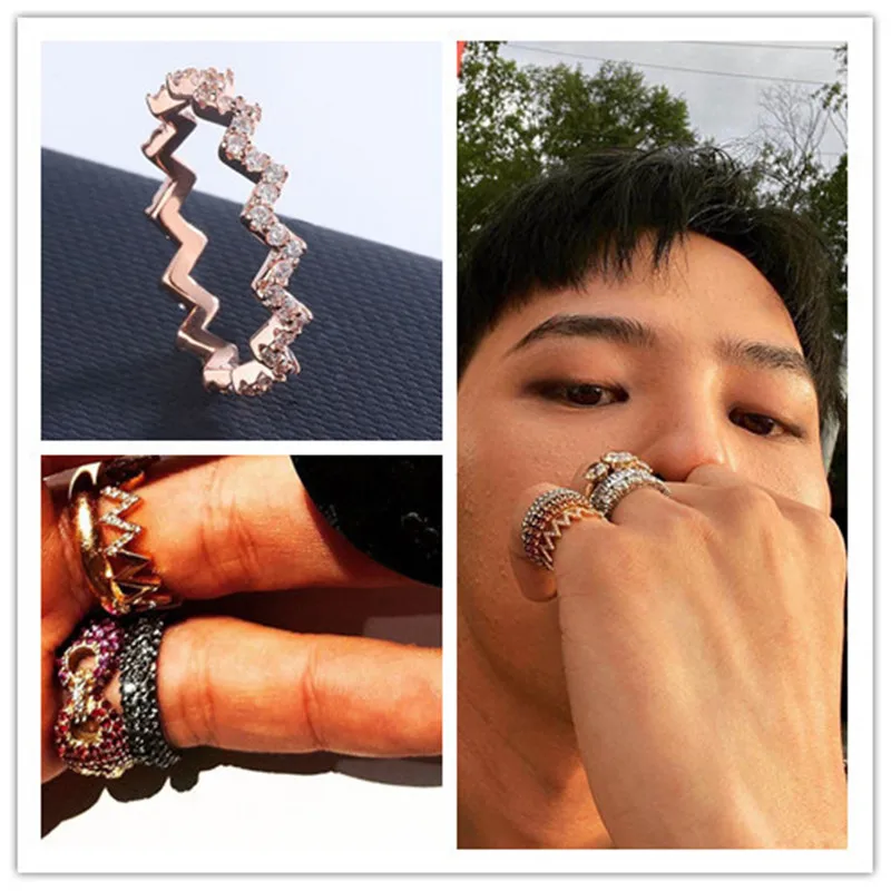 KPOP G Dragon Wave кольцо с бриллиантом в стиле хип хоп кольца унисекс любители украшения