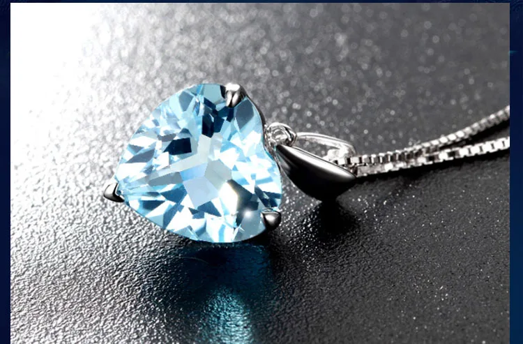 925 silver jewelry sapphire pendant necklack for women x56