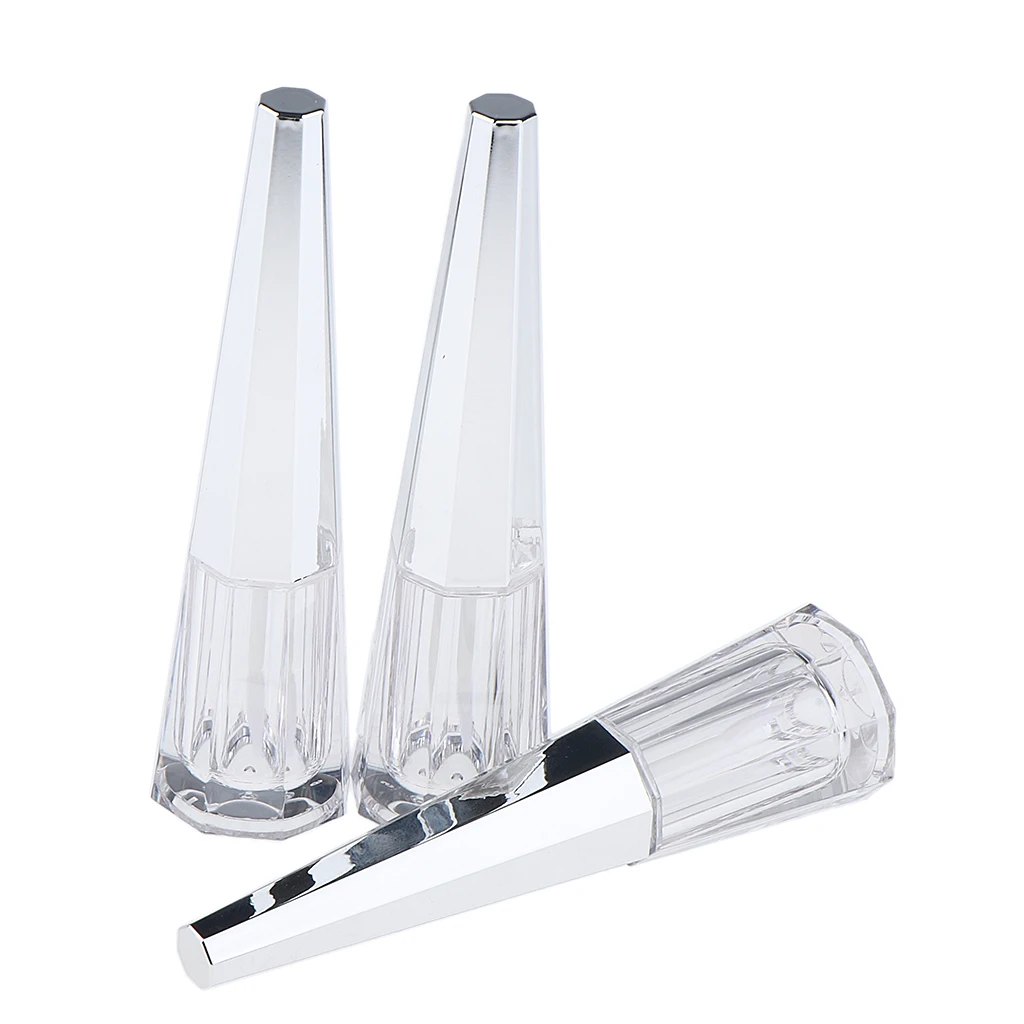 3pcs 6ml Empty Liquid Eyeshadow Lip Gloss Pyramid-Shaped Lipstick Tubes Bottles With Applicator Wands