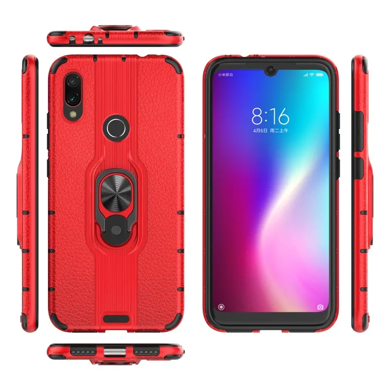 Чехол для Xiaomi Redmi Note 7 Pro Red mi 7 K20 Pro Чехол кольцевой магнитный держатель прочный корпус чехол для Xiaomi mi 9T mi 9T чехол - Цвет: Красный