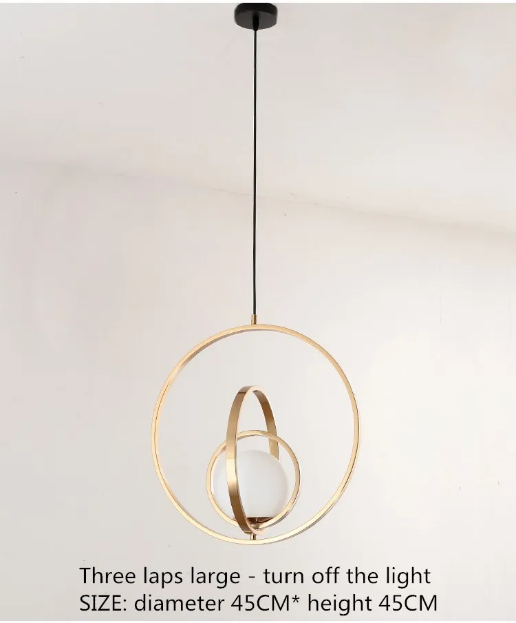 Скандинавский подвесной светильник s вращающийся глобус художественные лампы прикроватный светильник подвесной стеклянный шар для дома гостиной спальни освещение для дома, ресторана - Цвет корпуса: Large size