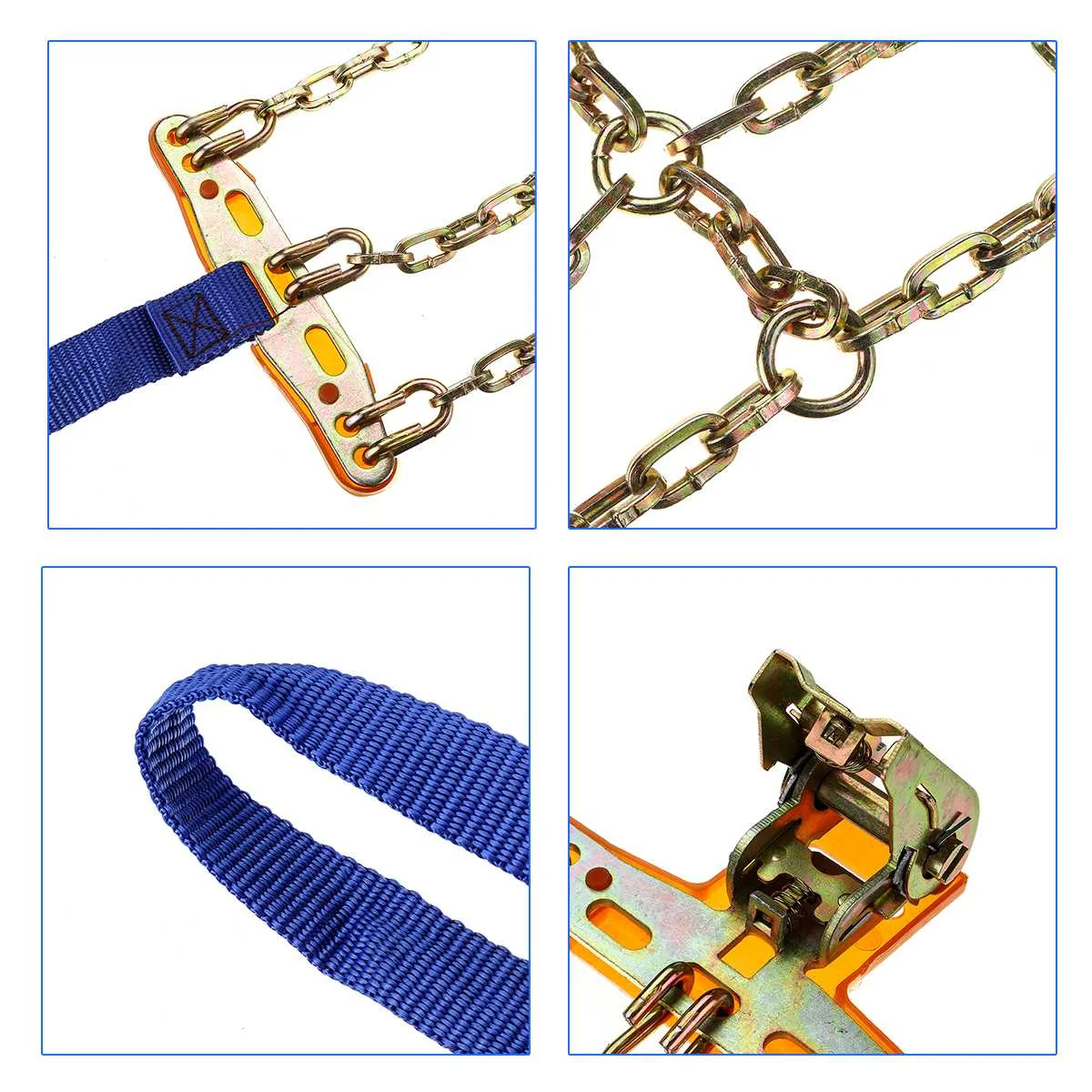 2pcs Anti-skid Steel Chain Tire Chains SUV Car Truck Bike Motorcycle Snow Mud Sand Wear-resistant 3 Chains Balance Design