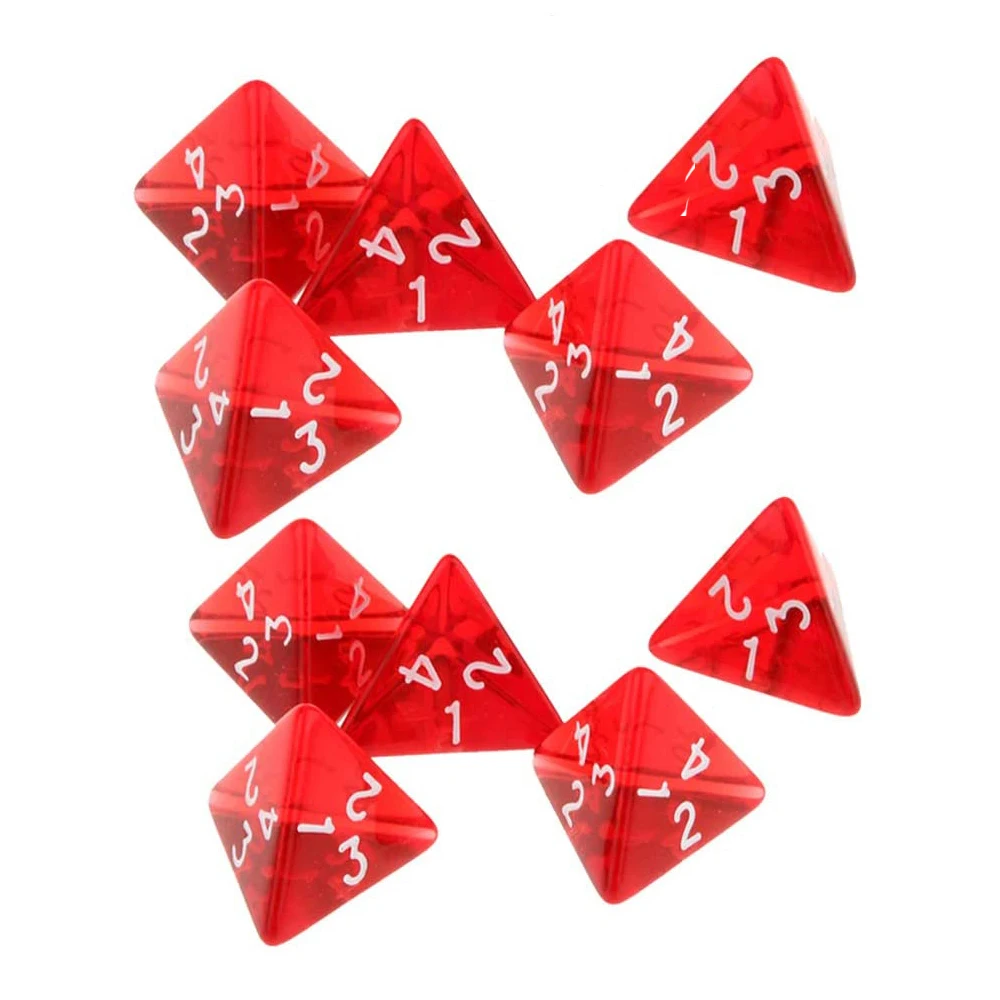 20mm 4 Sided Polyhedral Dice Acrylic D4 DND RPG Dice Transparent Red Board Games Math Teaching Set with Bag game dice dice set acrylic dice dice bag