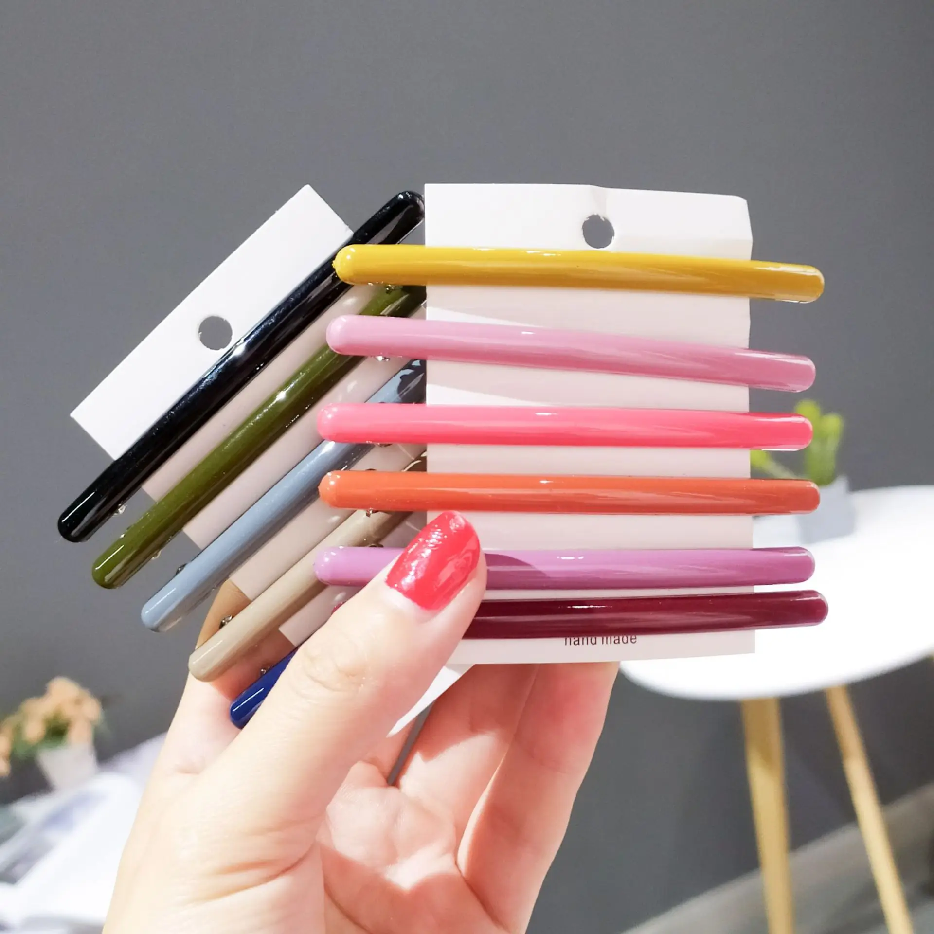 Fashion Elastic Springs Hairpins Candy color acrylic Banana Hair Clips For Girls Korean Fashion Shiny Barrettes Hair Accessories