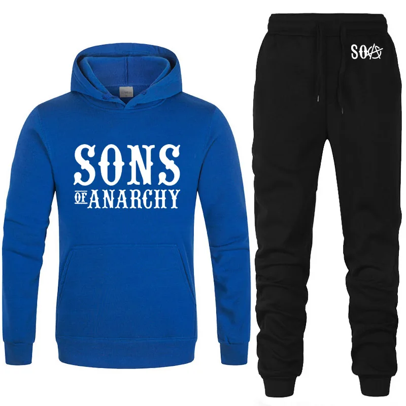 SOA Sons of anarchi/Детские модные толстовки с принтом для мужчин; Повседневная теплая флисовая толстовка в стиле хип-хоп; мужские толстовки с капюшоном и штаны; костюм из 2 предметов - Цвет: 808