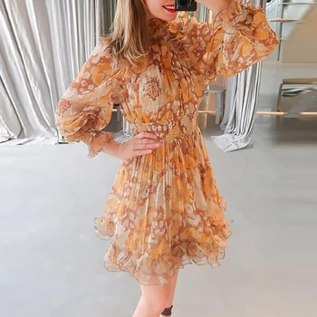 

woman chiffon dress runway 2020 summer print short dresses xl