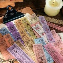 Timbre de billet Vintage Washi autocollant, étiquette Scrapbooking, papeterie de décoration pour Journal intime planificateur à puces, DIY bricolage, 40 pièces