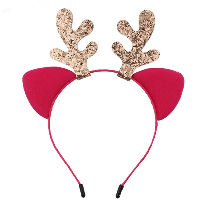 5pcs/lot Christmas Antlers Headband Cat Ears Headband Cartoon Cat Deer Elk Hairband Merry Christmas Ornaments Party Decorations