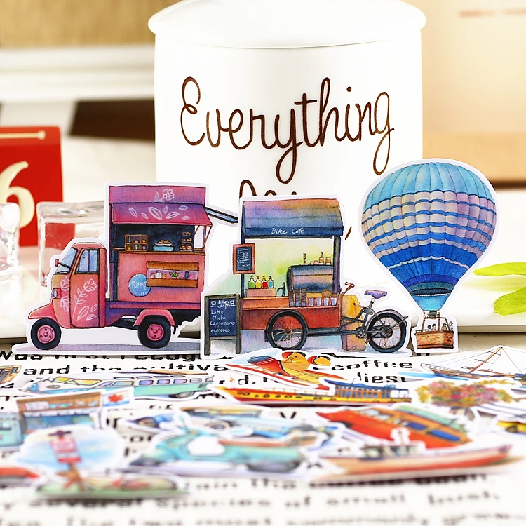 20Pcs/Set Vintage City Bus Car Motorcycle Sticker DIY Craft Scrapbooking Album Junk Journal Planner Decorative Stickers | Канцтовары для