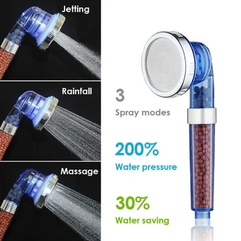 

3 Function Adjustable Anion Spa Water Saving Shower Head Jetting Shower Filter High Pressure Handheld Nozzle Shower Head