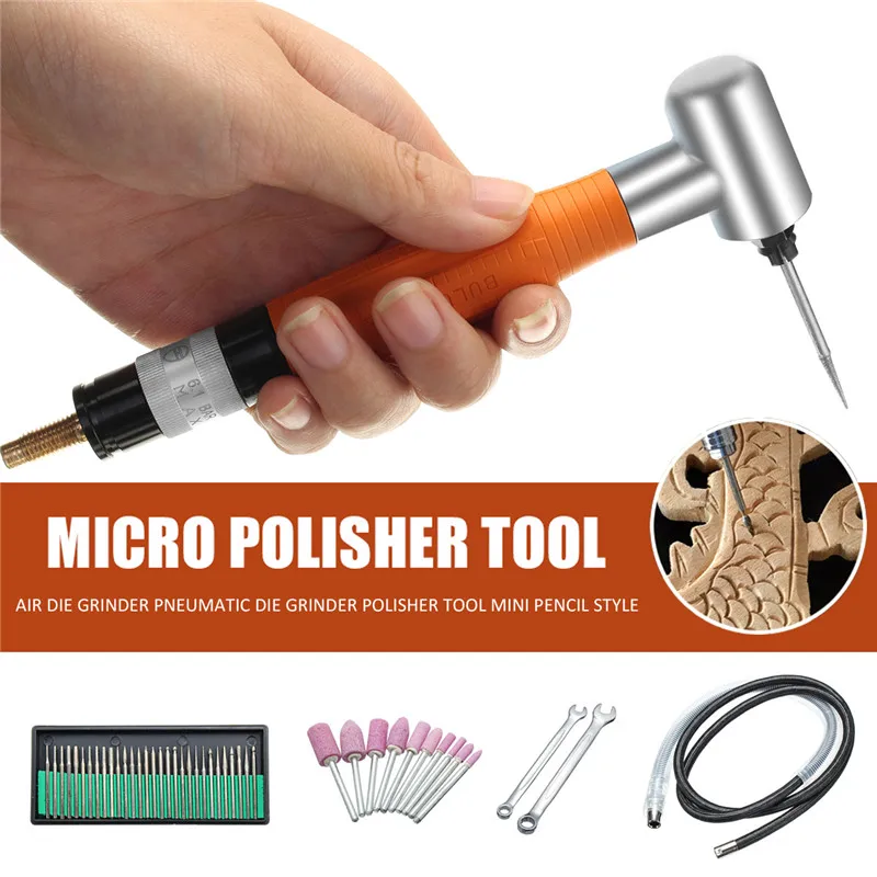 1Set High-Speed 90 Degree Air Micro Die Angle Grinder 3mm Mini Engraving Pneumatic Polishing Rotary Kit Pencil Polisher Tool | Инструменты