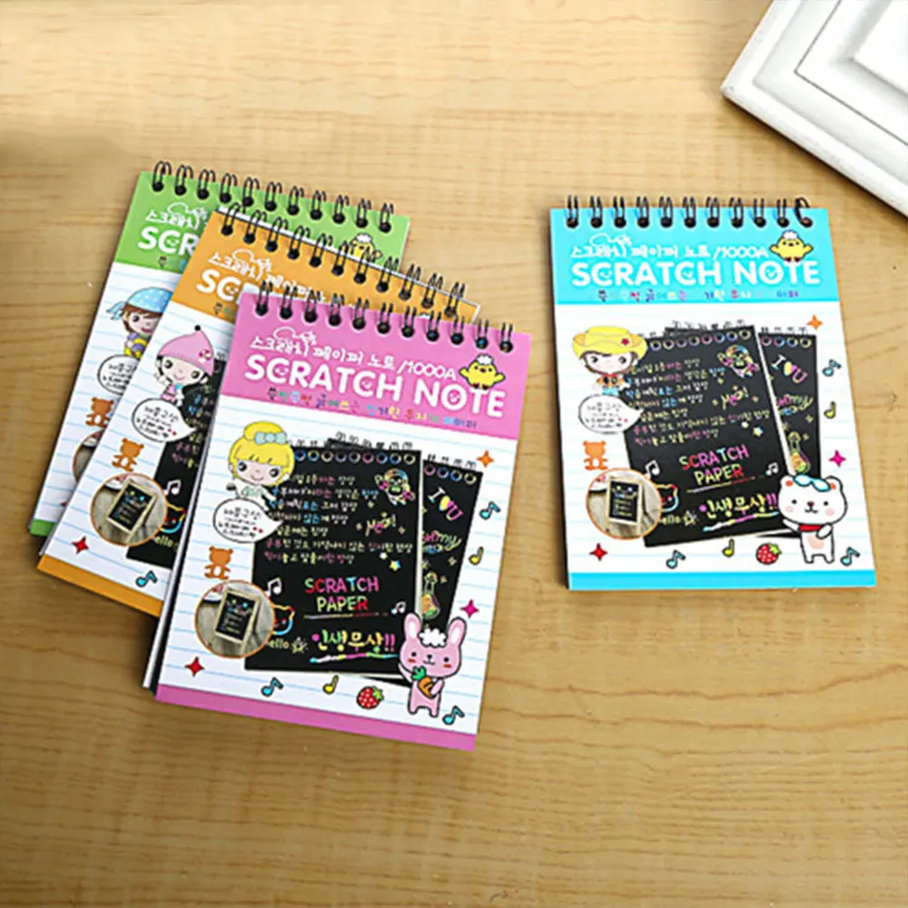 Scraping Painting Book DIY Paper Thick Child Graffiti Magic Painting Colorful Draw Scrapbook Describe Notebook Fun Tools