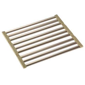 

Roll Up Dish Drying Rack For Cups Storage Holder Foldable Organizer Space Aluminum Kitchen Heat Resistant Over Sink Strong