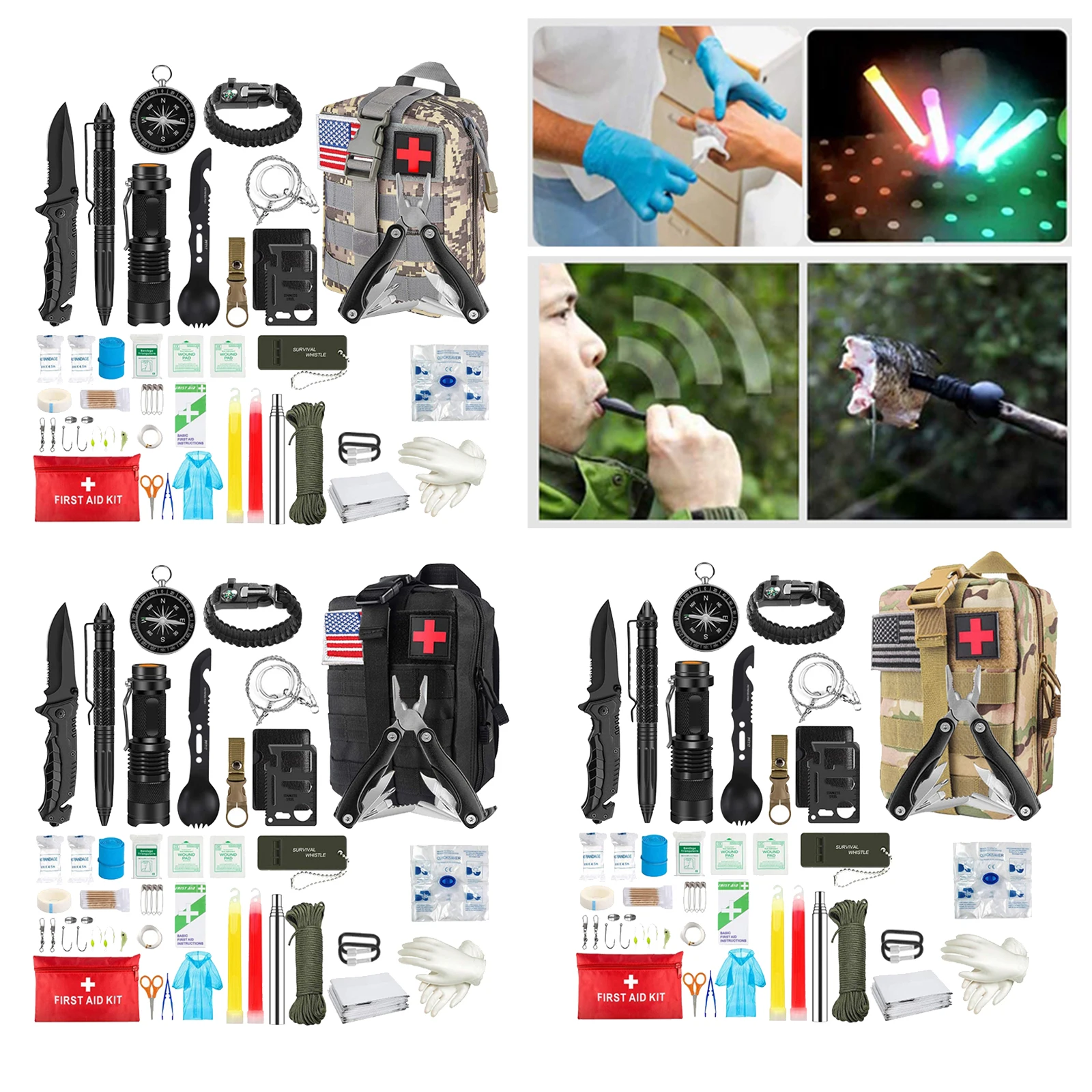 33pcs/set Outdoor Emergency Survival Gear Kit Camping SOS equipment  Christmas Blanket Hiking Essentials Bracelet Man