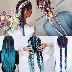 Peruca de alta temperatura fibra hairpiece extensão do cabelo 26 polegada trança sintética