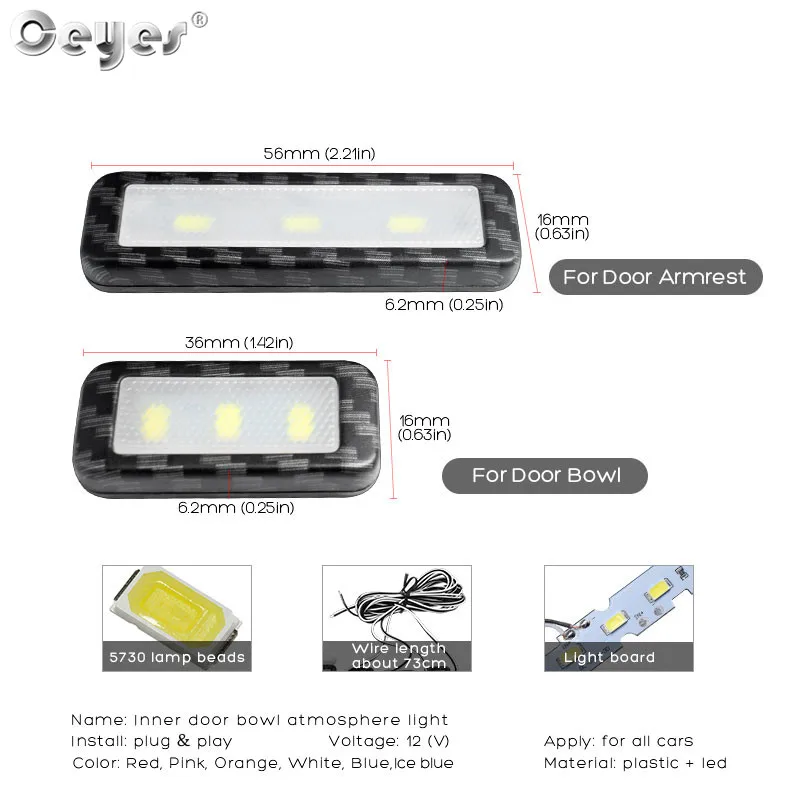 4Pcs LED Ambient Light Car Inner Bowl Light Interior Armrest Lights Door Handle Lights Handrail Lights Decorative Lamp Universal Car Light  (3)