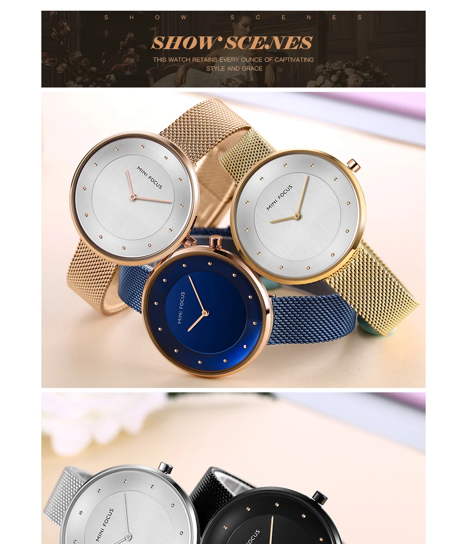 Мини-фокус Для женщин часы кварцевые Водонепроницаемый Для женщин часы лучший бренд класса люкс Нержавеющая сталь часы женская одежда часы reloj mujer