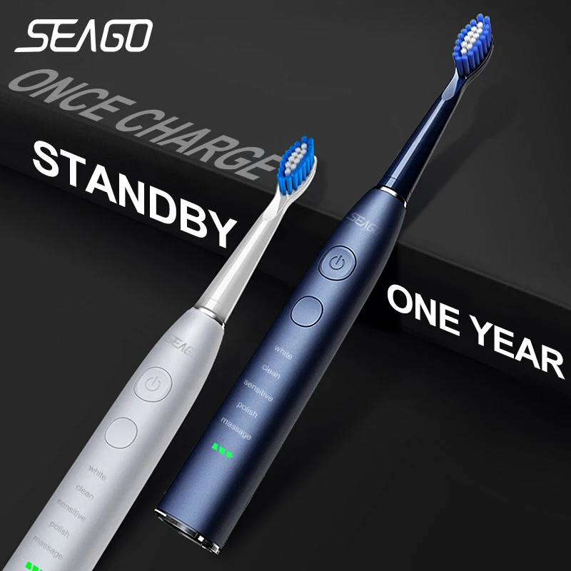 Seago Electric Sonic Toothbrush SG-575 USB Charge Rechargeable Adult Waterproof Electronic Tooth Brushes Replacement Heads Gift Seago Electric Sonic Toothbrush SG-575 USB Charge Rechargeable Adult Waterproof Electronic Tooth Brushes Replacement Heads Gift