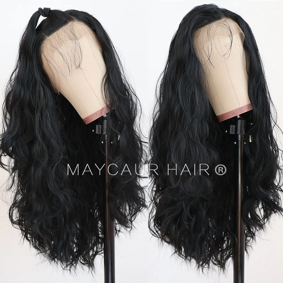 Maycaur 13X4 Inch Long Curly Synthetic Lace Front Wigs Black Blonde#613 Pink Green Orange Color Hair Wigs for Black Women