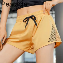 Спортивные шорты Peatacle для женщин, шорты для йоги, женские спортивные шорты, женские спортивные шорты для тренировок, бега, бега, черные свободные однотонные