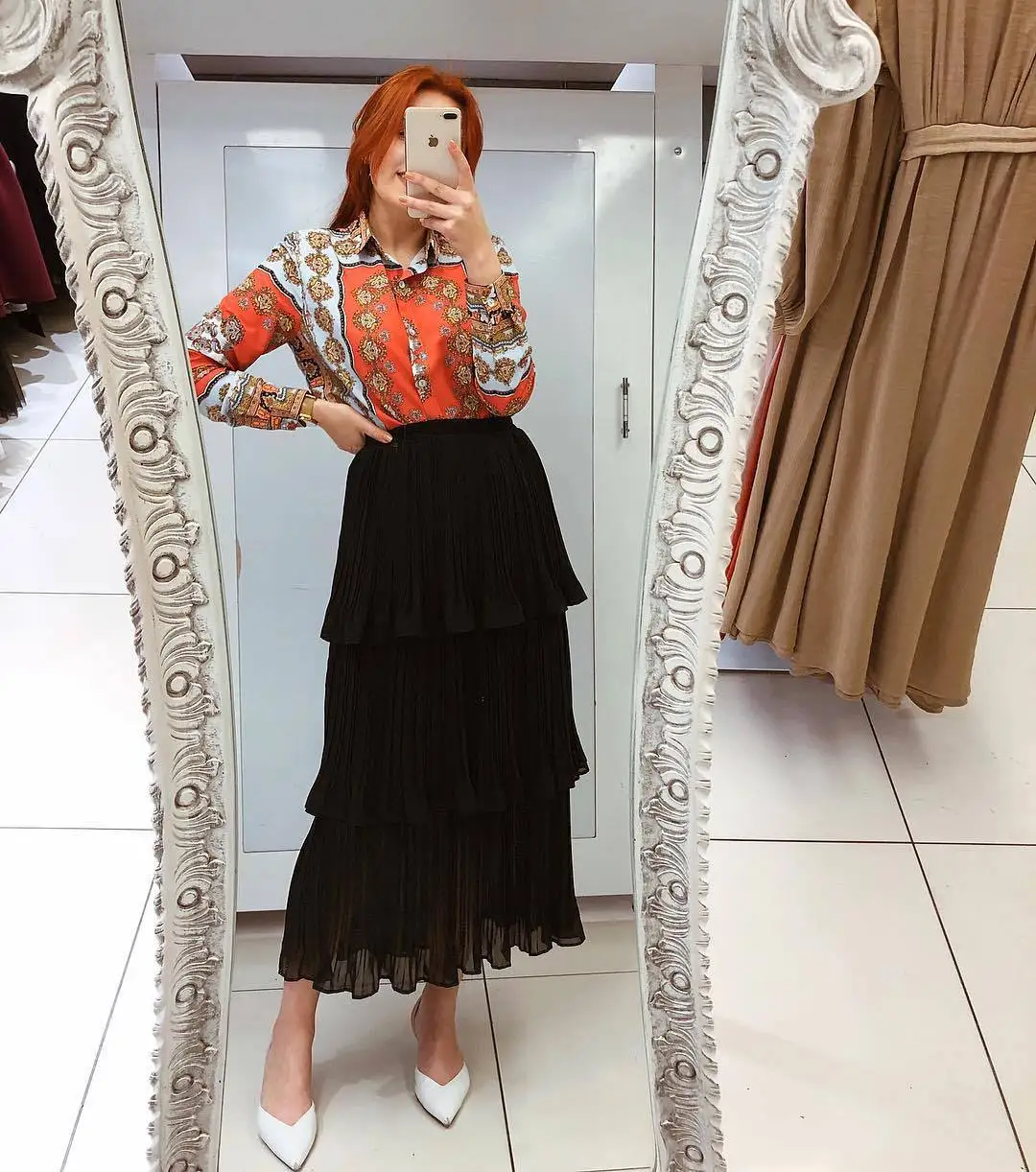 High Waist Multi-layer Cake Skirt Women Ankle-length Sweet Pleated Skirts Ladies solid Color Elegant Fashion Islamic Cothing