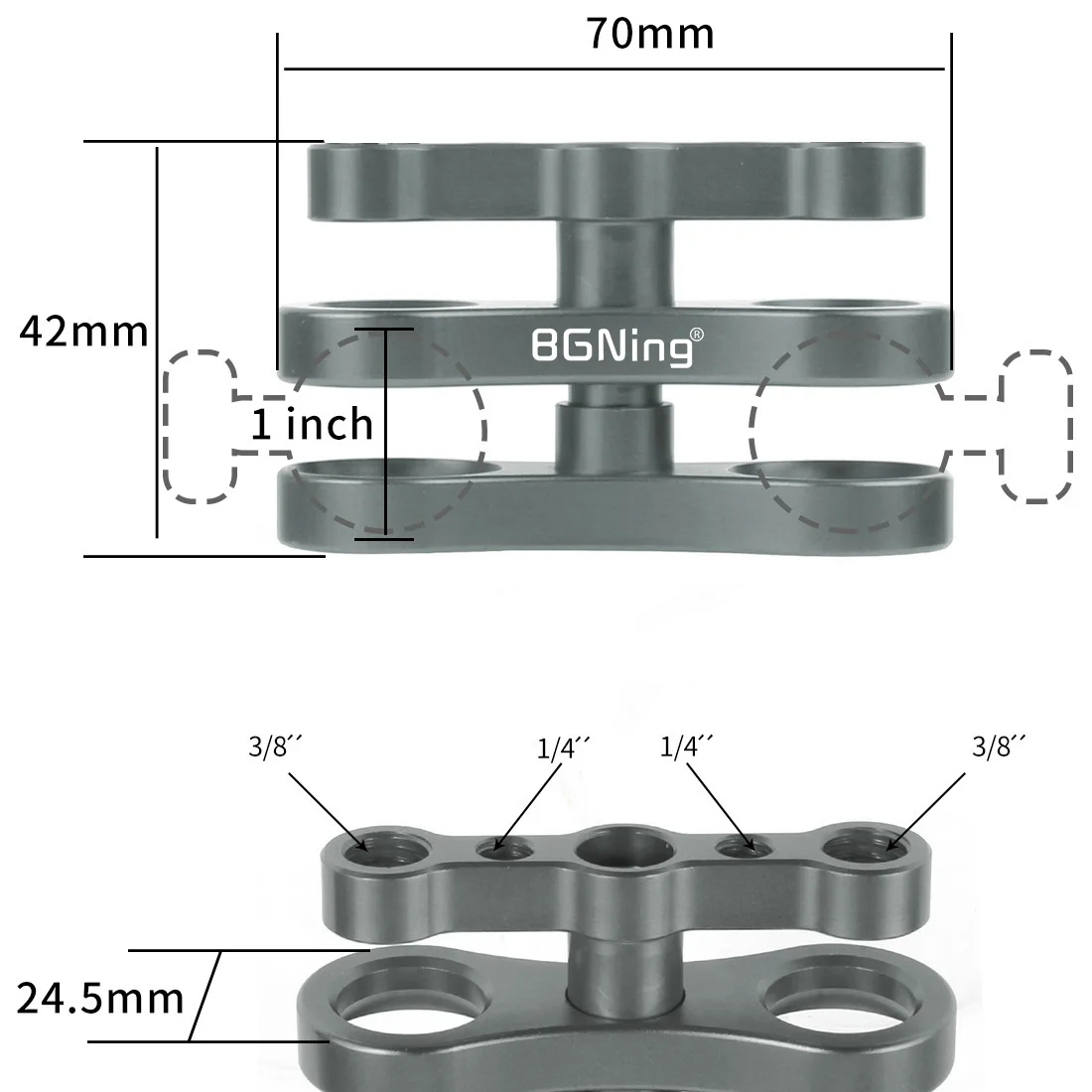 CNC Stativ Schmetterling Clip Clamp 2 3 Open Hole Tauchen Licht Halterung Stecker Kugelkopf Mount Adapter für Gopro Sport SLR Kamera – Detail 37