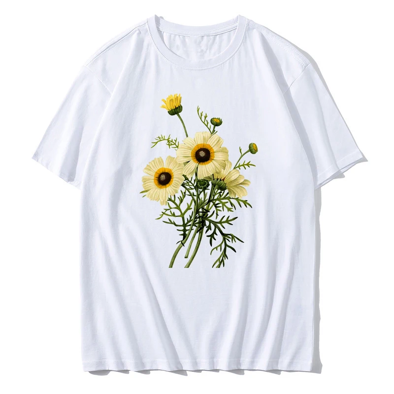 

Summer Women Graphic T-shirt Sunflower Print Female T Shirt Vintage Casual O-neck Flower Ladies Top Female Camisas Mujer