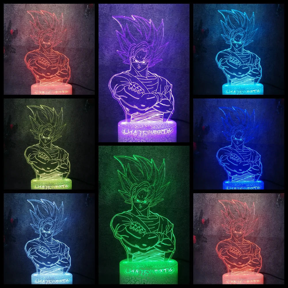 Горячий Японский комикс Dragon Ball Fighting Nation Super Saiyan Son Goku Master Roshi 3D USB светодиодный трещины лампа лава Иллюзия ночной Светильник