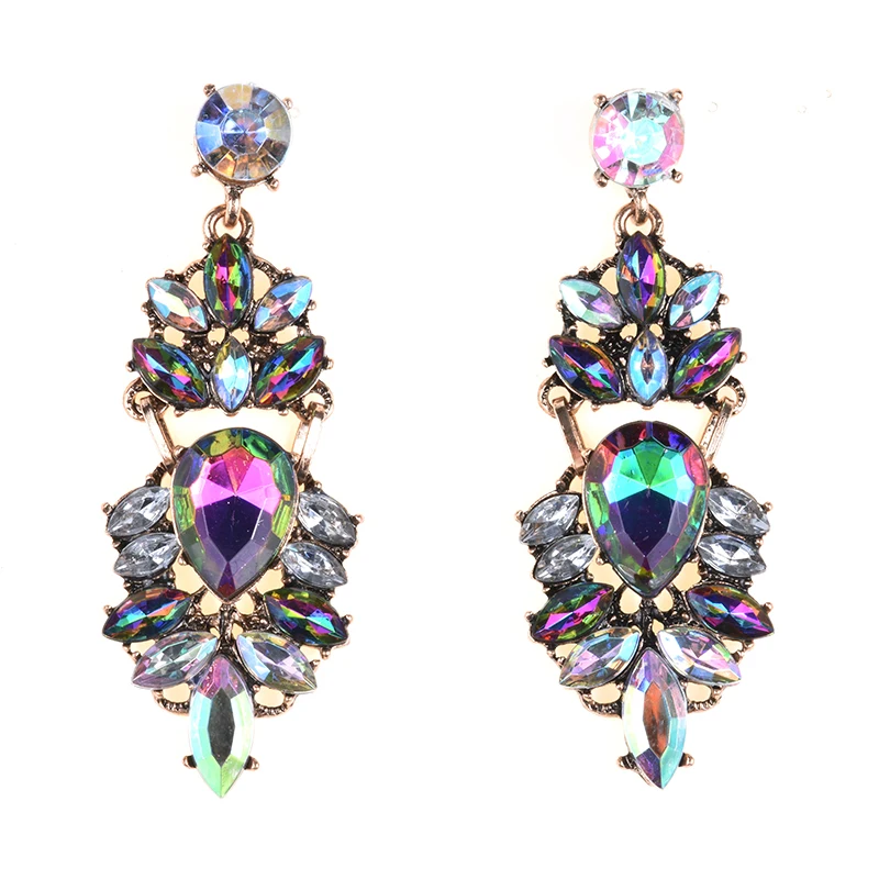 Dangle Earrings Boho Ethnic Water Crystal Drop Geometric Long Women Jewellery