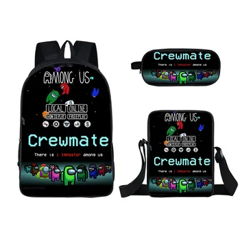

3 Pcs/Set Hot Game Among Us Backpack Students Kids Boys School Bags Teenage Men Bag Pack Primary Book Bags Mochila Gift
