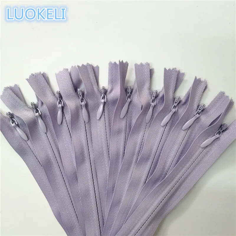Light Purple 20 шт 3# скрытая молния 30-50 см(12-20 дюймов) Портной процесс шитья многоцветный опционально - Цвет: Light Purple