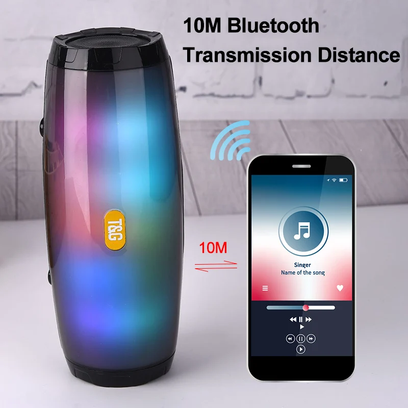 TG портативная колонка bluetooth 10W стерео колонки поддерживать FM радиоприемник USB LED Блютус колонка 3D акустическая система