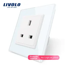 Livolo розетка стандарта ЕС Великобритании, белая/черная кристальная стеклянная панель, AC 110~ 250 В, 13A розетка, VL-C7C1UK-11/12,80 мм* 80 мм, без логотипа