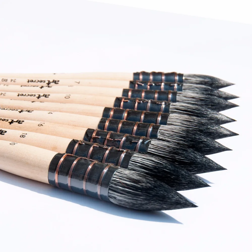 ArtSecret 24RQ Künstlerische Kunst Aquarell Malerei Pinsel Schwarz Eichhörnchen Haar Holzgriff Künstler Stift Für Zeichnung – Detail 8