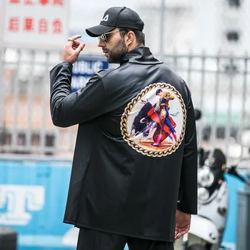 

Add male long sleeves with no button cardigan fat guy loose cape black jacket thin section