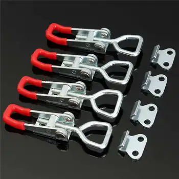 

MTGATHER 4XGalvanized Iron Spring Loaded Toggle Case Box Chest Trunk Catches Hasp Durable Galvanized Iron