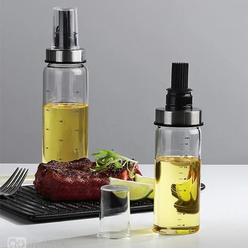 

170ML Oil Bottle with Brush Kitchen Barbecue Cooking Oil Can Heat Resisting Borosilicate Sauce Pot Oil Dispenser Seasoning Brush