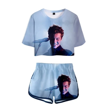 

Shawn mendes 3D print Basic Women 2 Pic cool Fashion Street hip hop kpop Summer Personality T-shirt and Short Pants Sets Sports