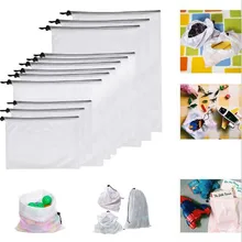 Многоразовые мешки для производства, хлопковые сумки для овощей, сетчатые сумки на шнурке для дома, кухонные сумки для фруктов и овощей, сетчатые сумки для покупок