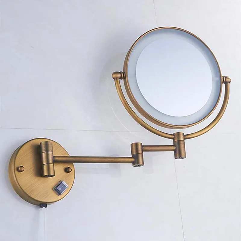 Espejo de pared de doble cara con aumento de 10 veces para baño, cobre y  acero inoxidable, espejo de tocador de montaje en pared, negro mate  (aumento