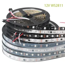 12 В 12 в 5 м WS2811 Светодиодный пиксельный светильник RGB Полноцветный 5050 светодиодный ленточный гибкий адресуемый цифровой светодиодный светильник 1 Ic контроль 3