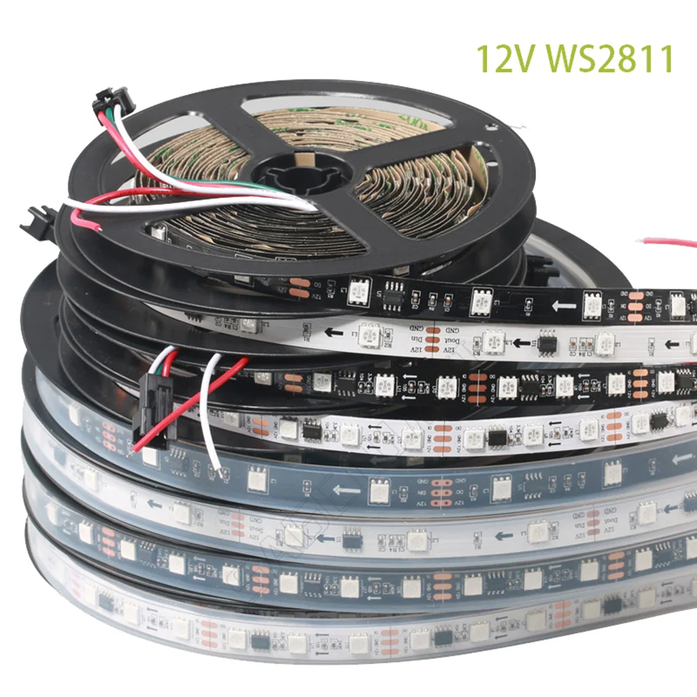 DC12V WS2811 5050 Led Pixel Strip Light Full Colors Ribbon Flexible Digital Tape 