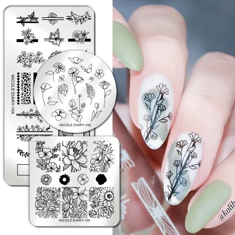 NICOLE DAIRY Flower Plants Nail Art Штамп для штамповки ногтей шаблон цветочный дизайн DIY Изображение пластины трафарет Маникюр Инструмент для печати