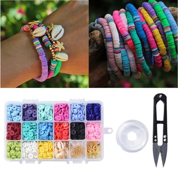 

3000Pcs Flat Round Polymer Clay Spacer Beads for Jewelry Making Bracelets Necklace Earringa DIY Craft Beads 15 Colors