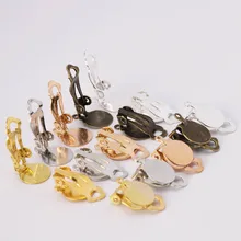 50 шт. Высокое качество Позолоченные Серебряные железные серьги клипсы пустые/установка база подходит 10 мм стеклянные кабошоны Diy компоненты фурнитура