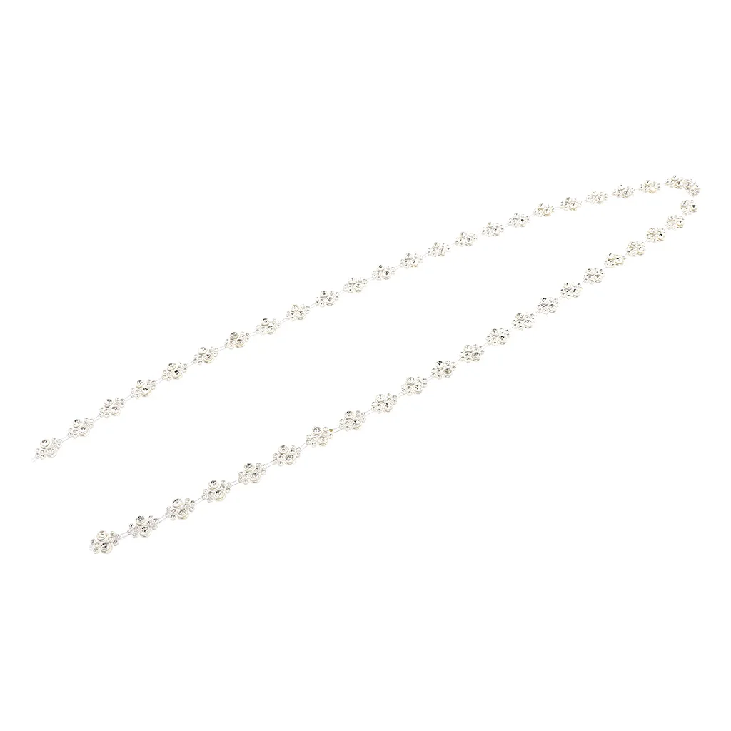 Faux Rhinestone Crystal Ribbon Trim DIY Wedding Dress Belt Bridal Bead Appliques - White, 1 Yard , 13mm