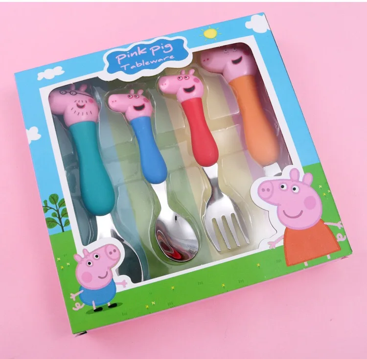 Оригинальная Фирменная Новинка Peppa Игрушка Свинья Джордж семейная столовая посуда набор ложек для супа обеденный Ланч Джордж Фигурки игрушки для детей подарок