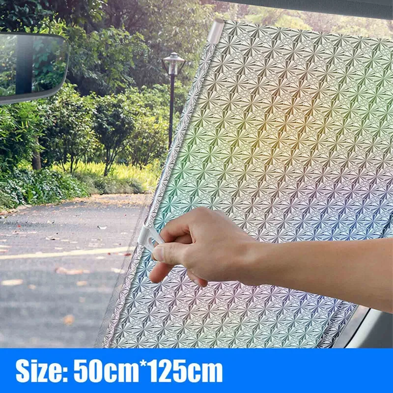 

Auto Car Retractable Front Window Windshield Sun Shade Cover Visor Roller Blind Protection Window Film Rear Sunshade 50*125cm