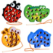Jeu de laçage sans bavures, blocs de perles lisses, jeu d'enfilage en bois pour la motricité Fine, apprentissage pratique du développement des capacités