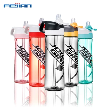 

FEIJIAN 700ml Outdoor Water Bottle with Straw Sports Bottles Eco-friendly with Lid Hiking Camping Tritan Plastic BPA Free